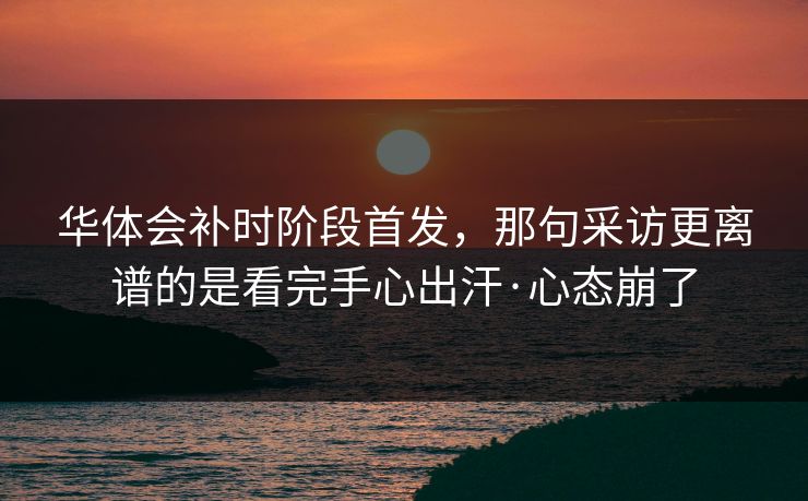华体会补时阶段首发，那句采访更离谱的是看完手心出汗·心态崩了
