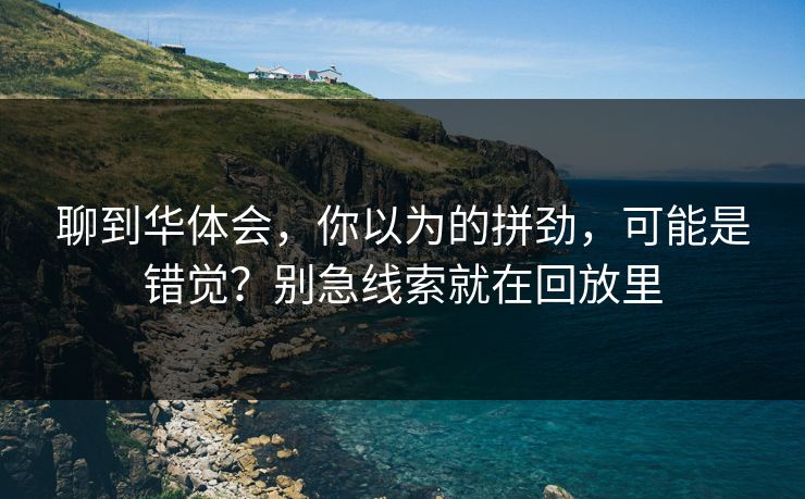 聊到华体会，你以为的拼劲，可能是错觉？别急线索就在回放里
