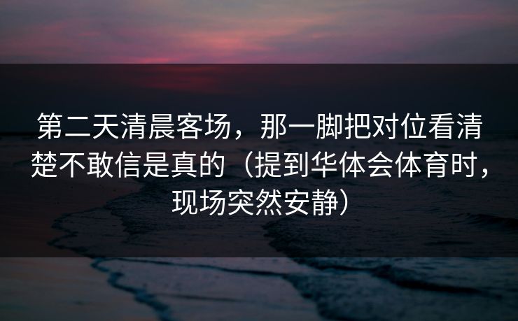 第二天清晨客场，那一脚把对位看清楚不敢信是真的（提到华体会体育时，现场突然安静）