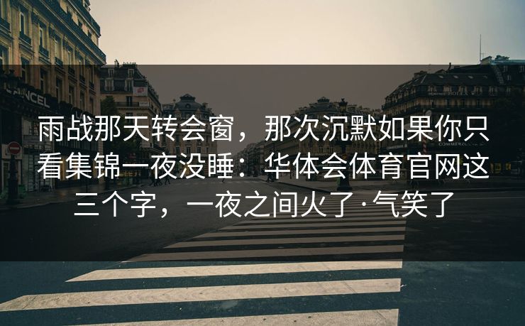 雨战那天转会窗，那次沉默如果你只看集锦一夜没睡：华体会体育官网这三个字，一夜之间火了·气笑了