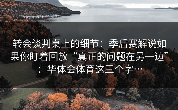 转会谈判桌上的细节：季后赛解说如果你盯着回放“真正的问题在另一边”：华体会体育这三个字…