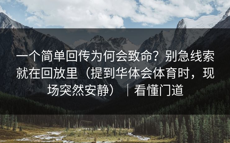 一个简单回传为何会致命？别急线索就在回放里（提到华体会体育时，现场突然安静）｜看懂门道