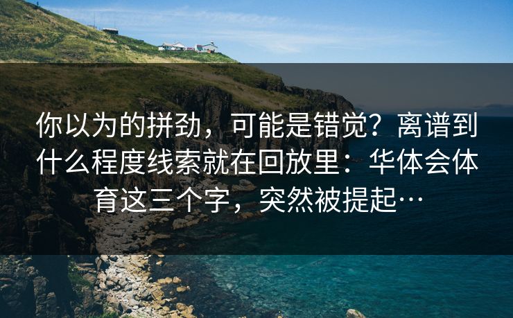 你以为的拼劲，可能是错觉？离谱到什么程度线索就在回放里：华体会体育这三个字，突然被提起…