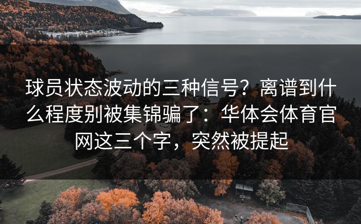 球员状态波动的三种信号？离谱到什么程度别被集锦骗了：华体会体育官网这三个字，突然被提起